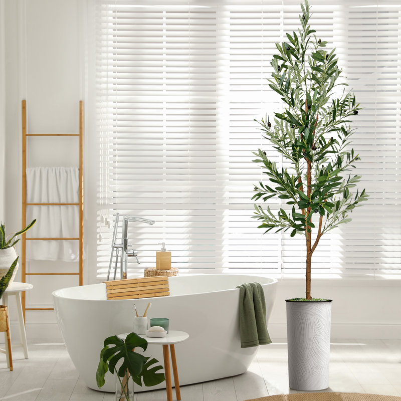 Artificial online Tree in Modern Planter, Fake Olive Silk Tree, Artificial Plant for Indoor and Outdoor Home Decoration